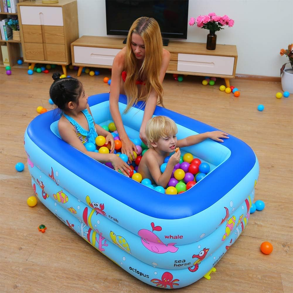 Watebom Inflatable Family Swimming Center Pool with Inflatable Soft Floor, 51 Inches Ocean World Kids Swimming Pool&hellip; image number 5