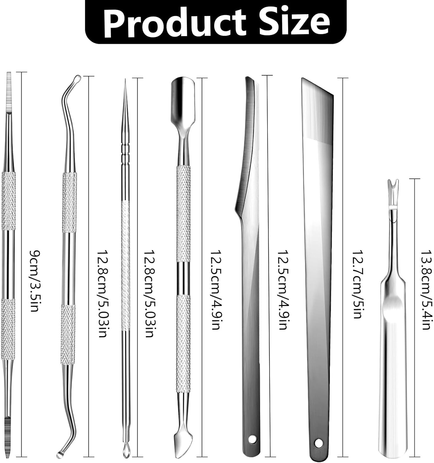 7 Pack Ingrown Toenail Removal Kit, Stainless Steel Ingrown Toenail Treatment Tool, Professional Ingrown Toenail File and Ingrown Toenail Lifters, Nail Pedicure Tool Kit under Nail Cleaner Tools