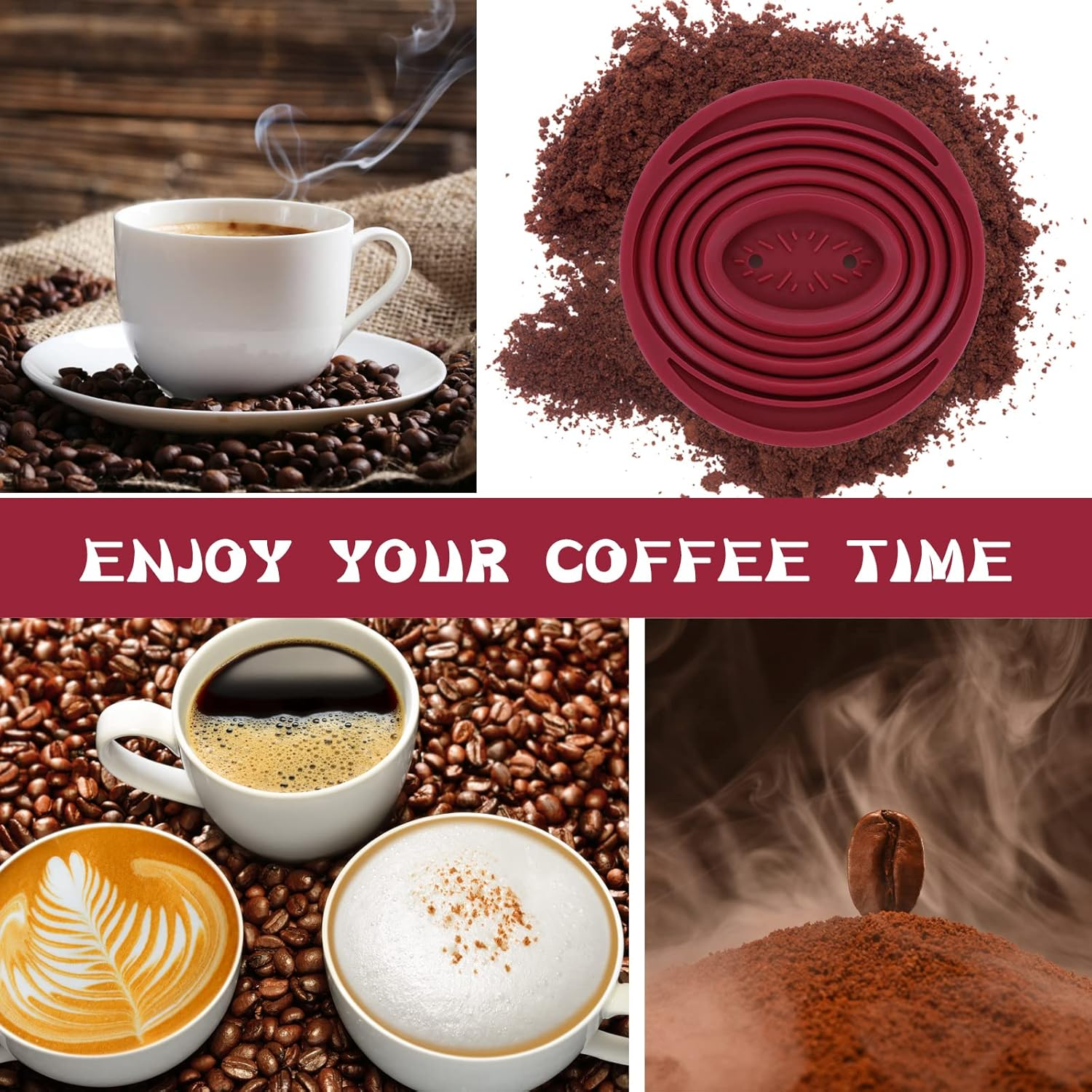 Prasacco Pour over Coffee Maker Collapsible Pour over Coffee Dripper Portable Camping Coffee Maker Reusable Silicone Pour over Coffee Filter for Backpacking Camping Home Office image number 2