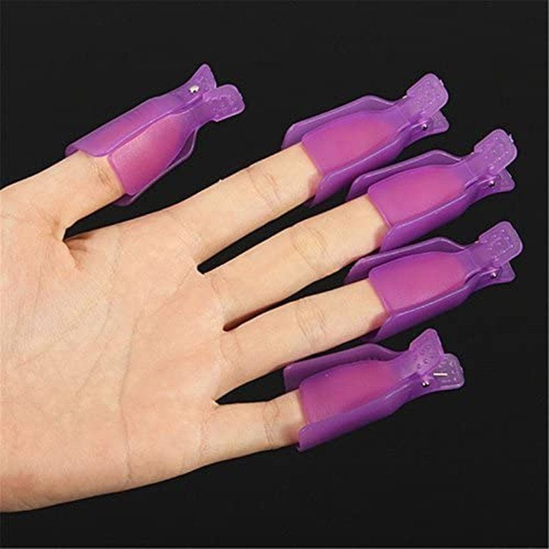 HIGHROCK 10Pcs Acrylic Nail Art Polish Remover Wrap Cleaner Superior Clip Caps (Purple) image number 1