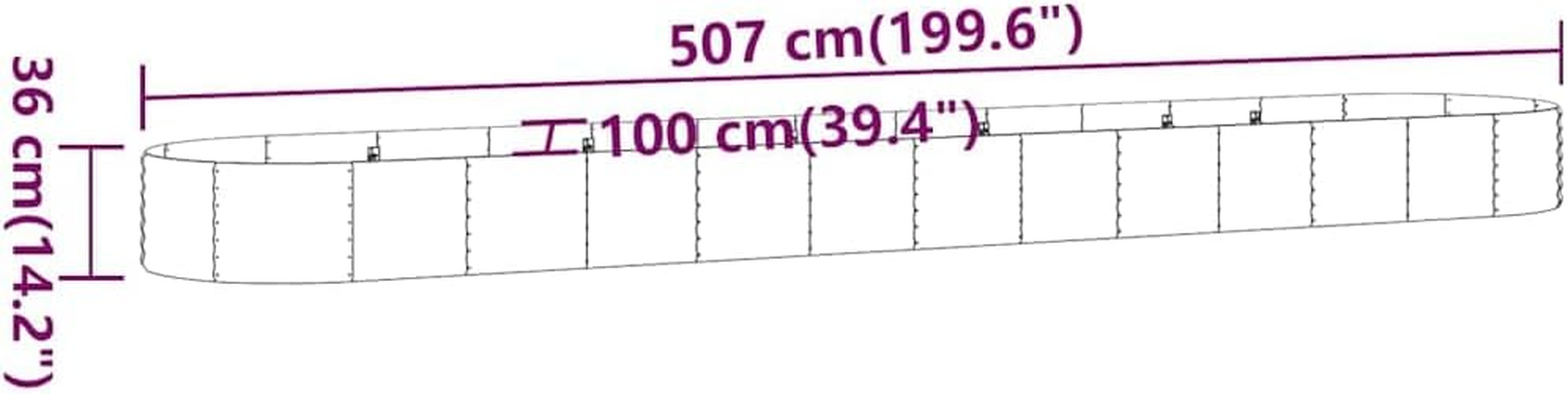 Vidaxl Garden Raised Bed Flower Box - Anthracite Powder-Coated Steel Planter Pot, 507X100X36 Cm, Outdoor Planter Box for Gardens, Balconies, Patios image number 2