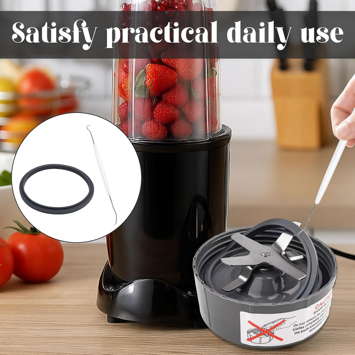 Gaskets for Nutribullet Blender, 4Pcs Replacement Part for Nutribullet, Gaskets Replacement Parts, Blender Seal Gasket Silicone 600W/900W Accessories, Juicer Seal Ring for Nutri Bullet Grey image number 3