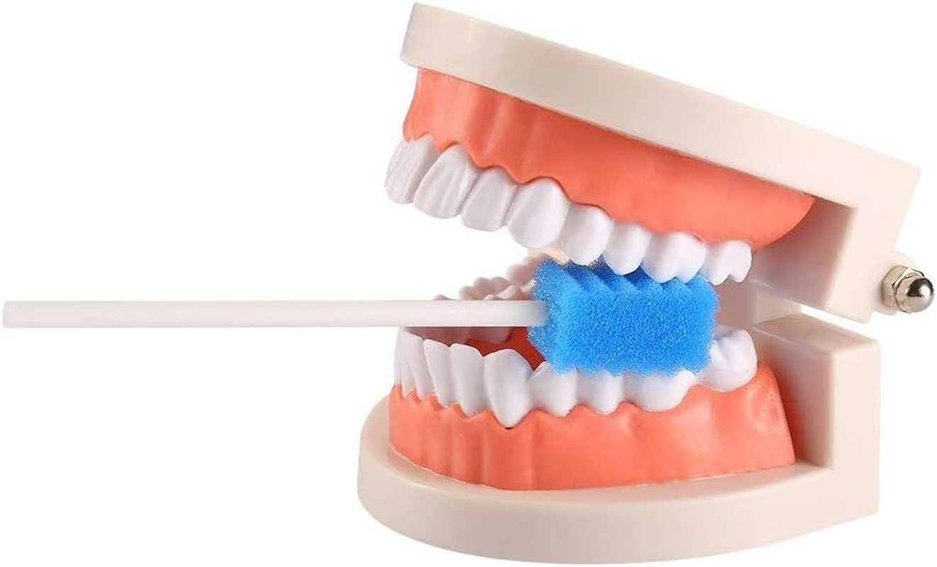 Disposable Unflavored Oral Care Sponge Swabs，Tooth Shape Blue (50 Count) image number 1