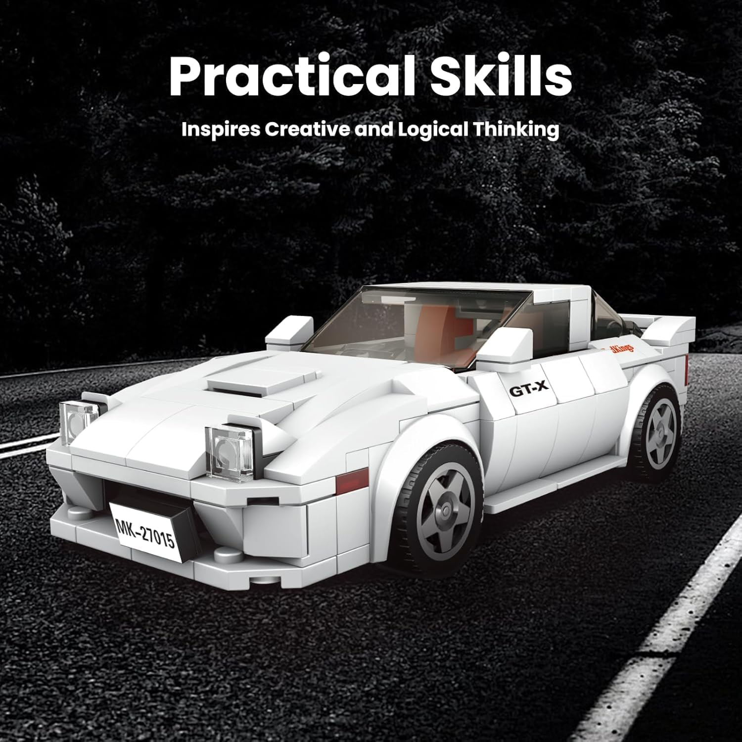 Mould King Speed Champions Mazda RX-7 FC3S Model Car Building Kit with Display Box, 27015 Initial D Realistic Car Building Blocks, Race Car Toy for Adults and Kids 8+, 369 PCS image number 2