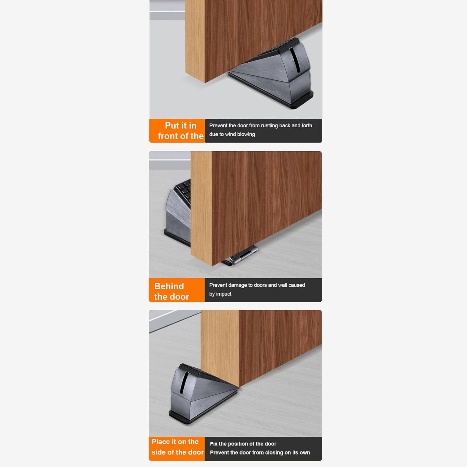 Heavy Duty Door Stopper, Large Door Stoppers for Bottom of Door, 3 in Tall Door Stop Wedges Suits Any Heavy Door, 20 to 60Mm Door Stop for Bedroom Living Room Kitchen Toilet image number 1