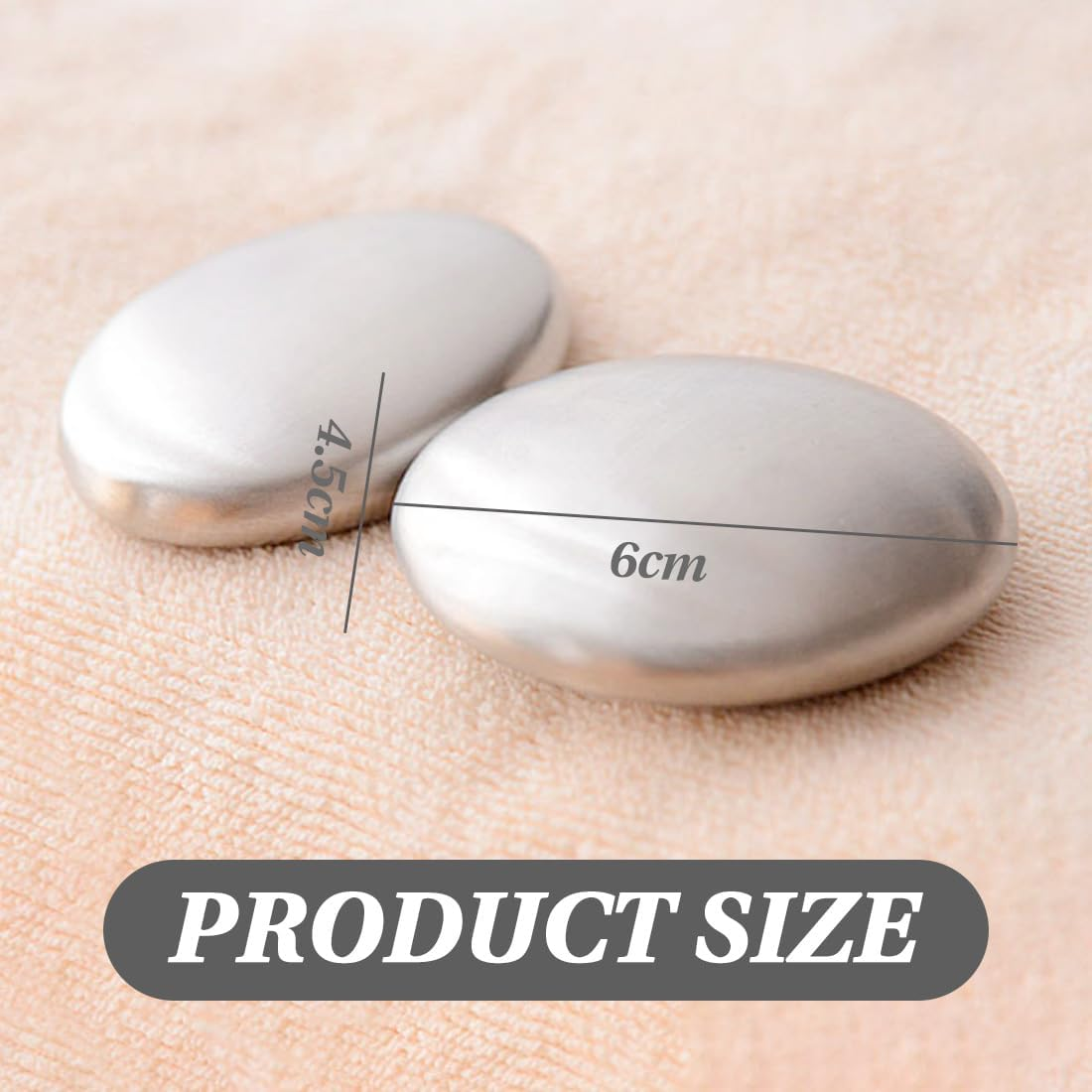 DWFEYOI 2 Pieces for Removing Odour Onions, Fish Garlic, Strong Odours from Hands, Kitchen Aid, Odour-Neutralising, Brushed Stainless Steel Soap, Stainless Steel Soap, Soap Mill, Solid Soap image number 2