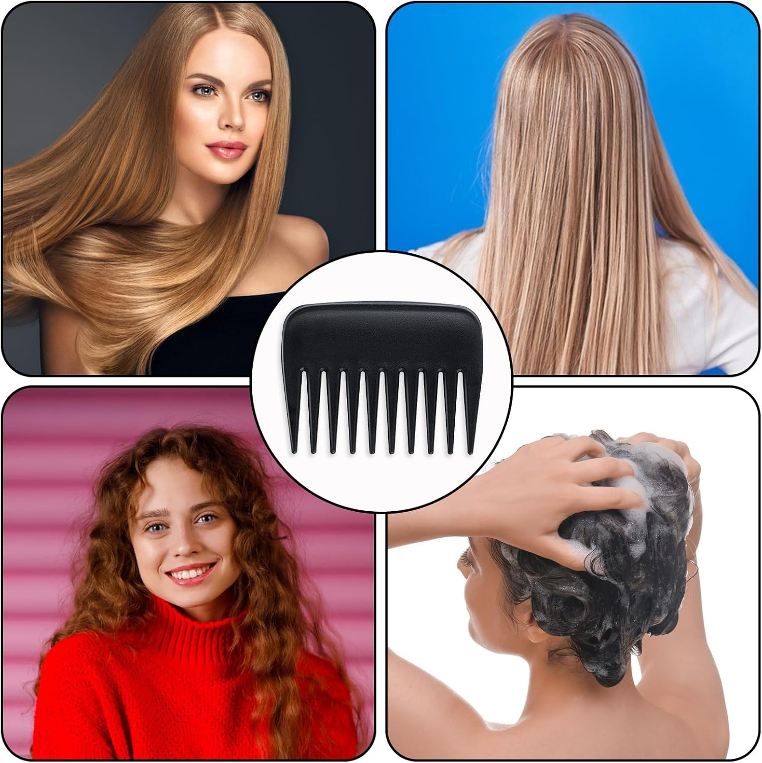 2 Pcs Wide Tooth Comb, Pocket Small Travel Mini Curly Hair Wallet Shower Styling Comb Suitable for Women and Men Straight, Curly, Wet and Dry Hair for Travel and Home Use, Black image number 4