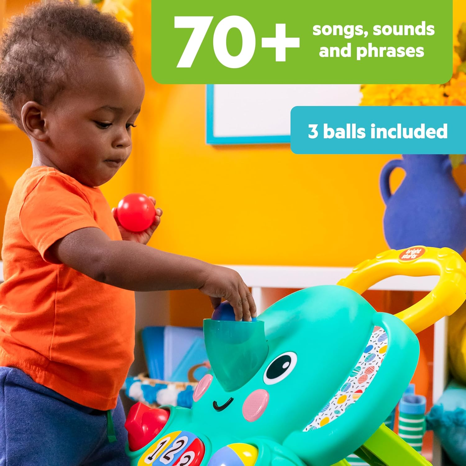 Bright Starts Stroll 'N Roll 2-In-1-Ball Play Walker - Elephant with Lights and Music, Unisex, 6 Months+ image number 6