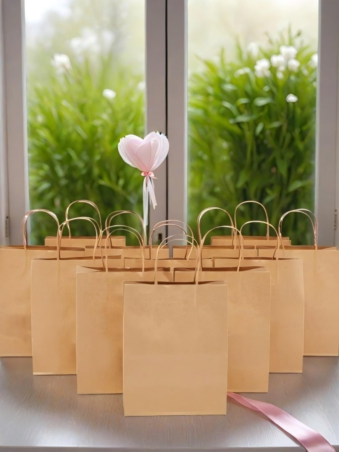 50 Pack Kraft Paper Gift Bags with Handles - Small Brown Gift Bags for Business, Shopping, Retail Merchandise - Eco-Friendly Party Bags - 15 X 8 X 21Cm image number 5