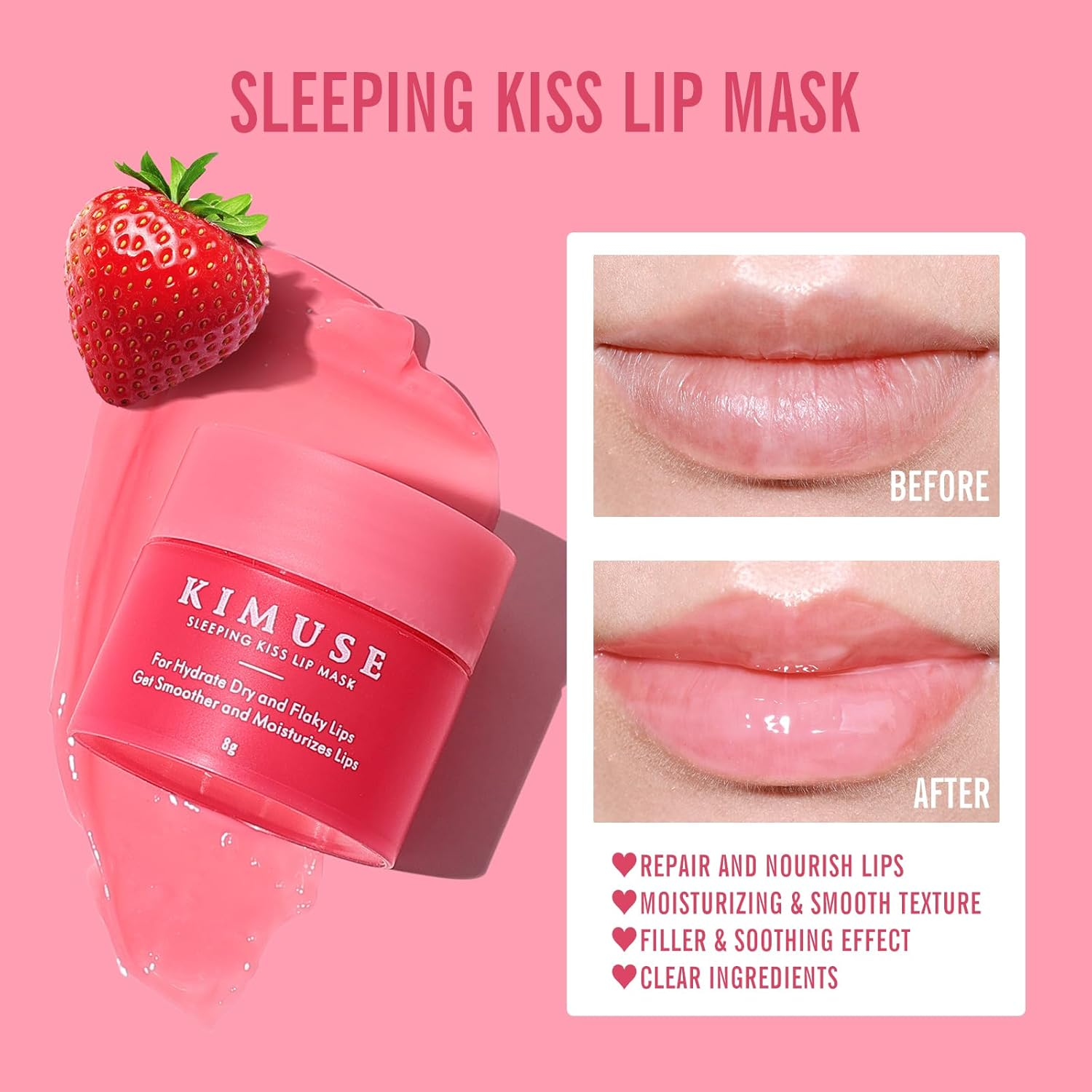 KIMUSE Lip Sleeping Mask Set, Overnight Treatment Lip Care Products, Moisturize & Nourish, Hydration Cracked Dry Lips image number 3