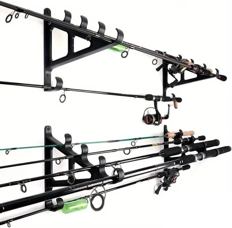 AIMALL Wall-Mounted Fishing Rod Rack Holder for 6 Rods, Durable ABS Material, Space-Saving, 8.1X6.7X1 Inch Compact Fishing Rod Display Storage Rack image number 5