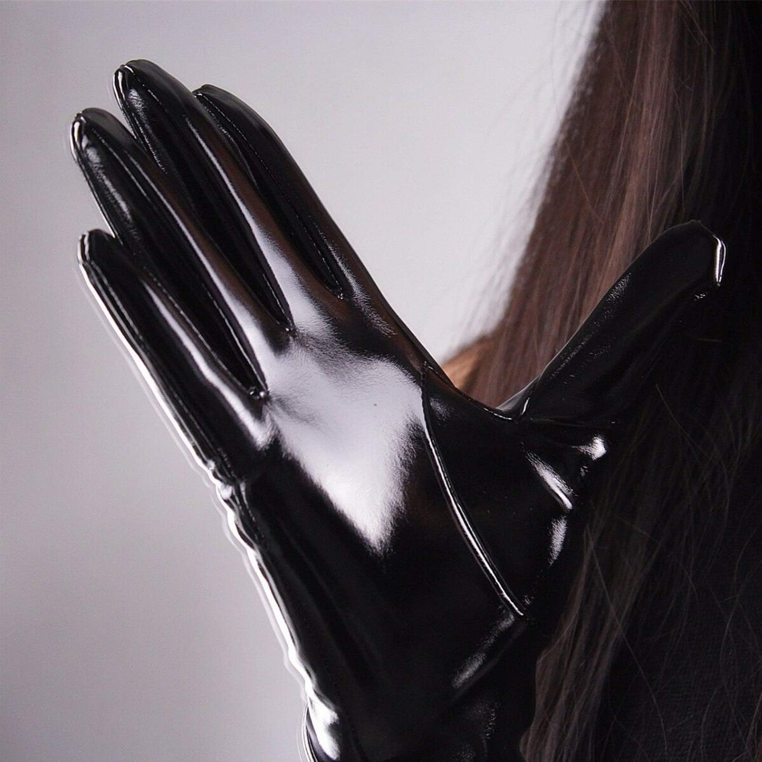 Dooway PU Black Super Long Women Fashion Gloves Evening Party Bar Sexy Opera Glossy Pair Finger Gloves Cosplay Matching image number 3