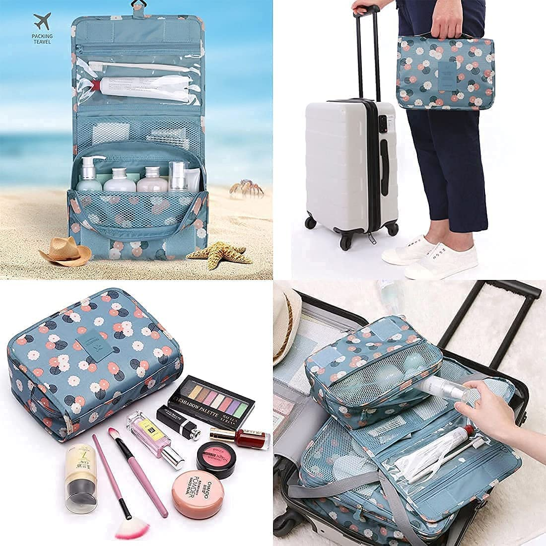 Hanging Toiletry Bag for Women Kids Travel Bag for Toiletries Cosmetic Bag Makeup Bags Organizer Waterproof Bathroom Organizer with Hook image number 4