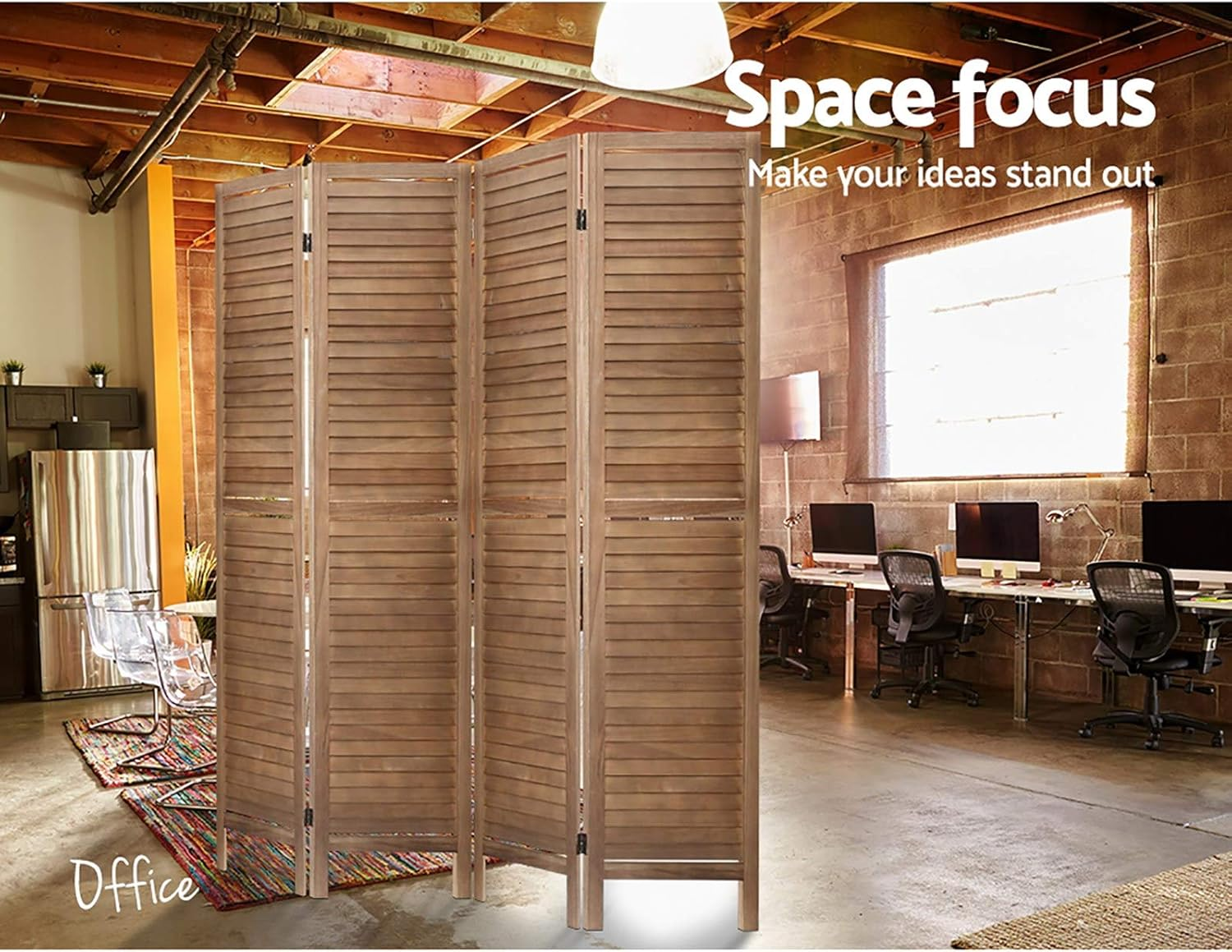 Artiss 4 Panel Room Divider, Folding Wooden Privacy Portable Screen Shelf Dividers Partition Wall Screens Home Pet Child Indoor Balcony Bedroom Furniture, Separator Water-Resistant Brown