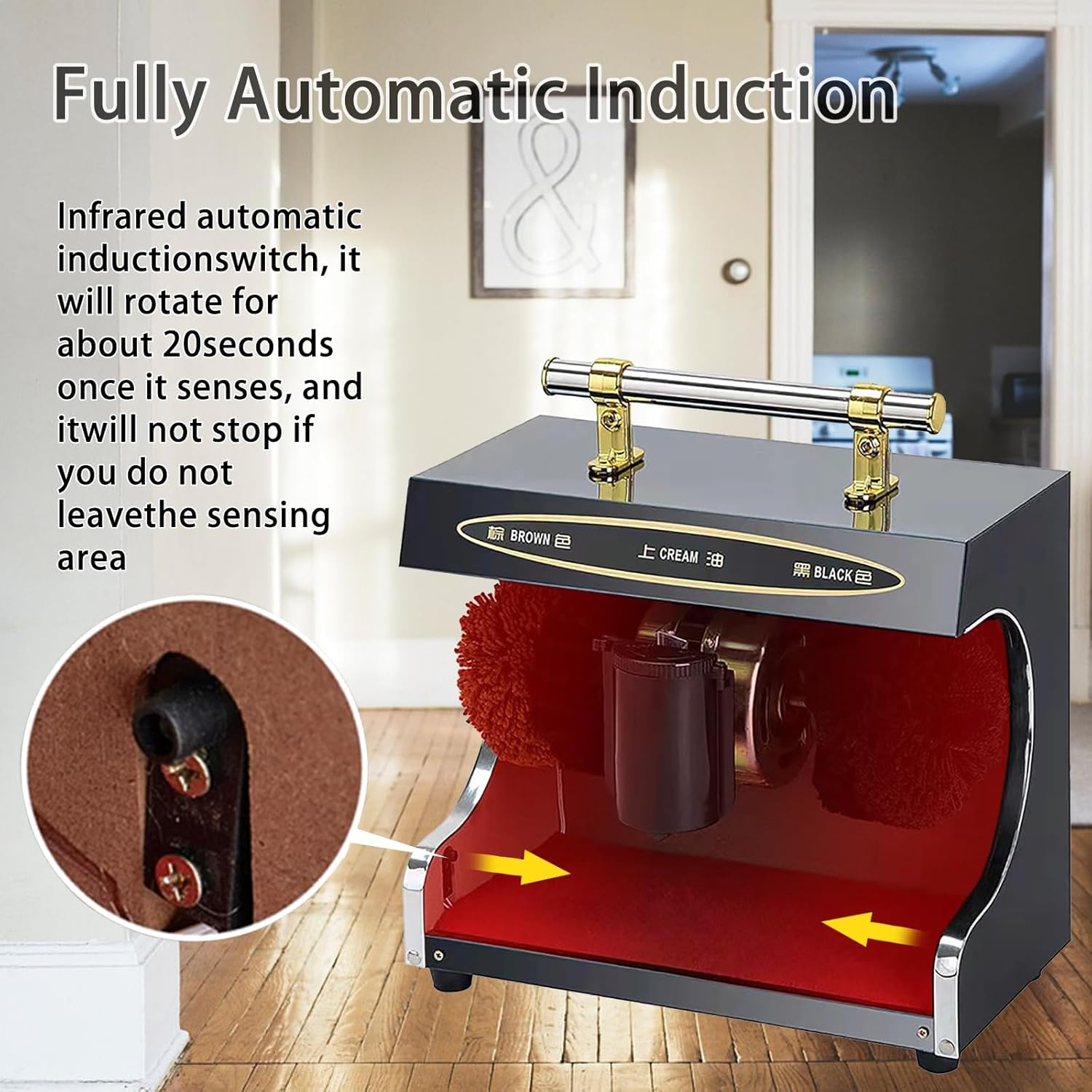 Electric Shoe Cleaner Fully Automatic, Electric Shoe Buffer Dust Removal Polishing Electric Leather Shoe Shine Machine for Home Hotel Lobby Office image number 3