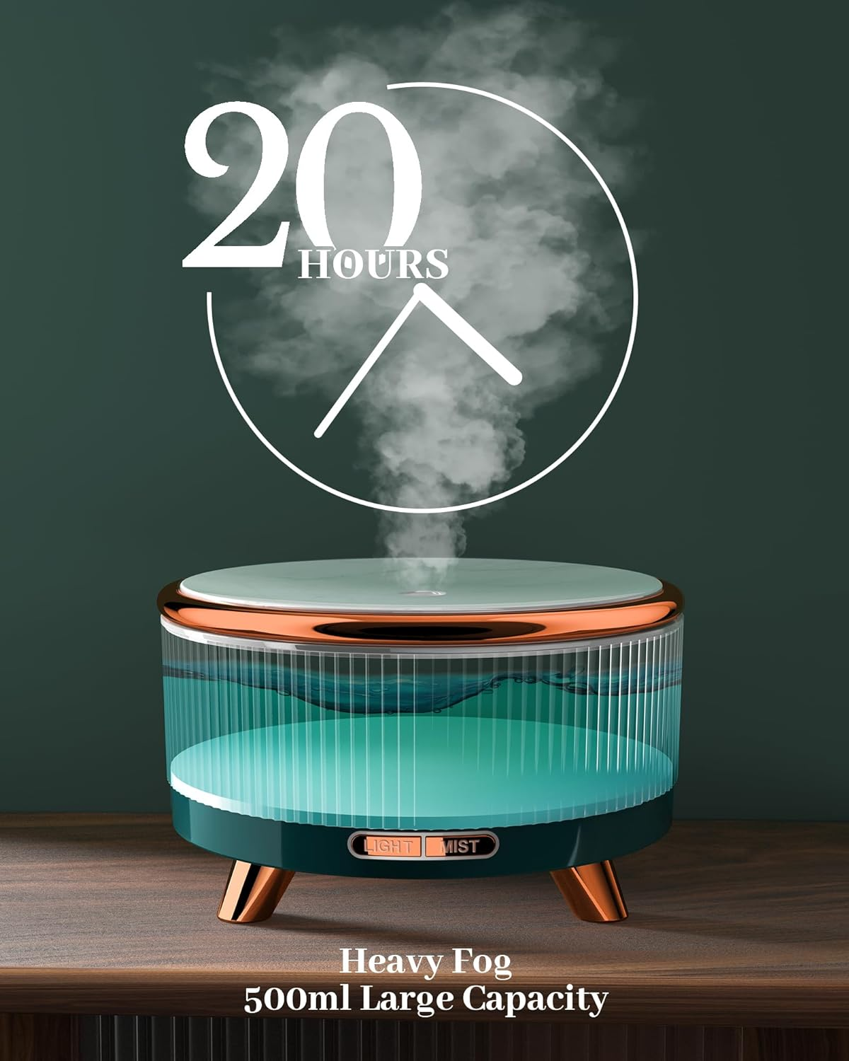 500Ml Essential Oil Diffusers for Home, Aromatherapy Diffuser, Room Aroma Diffuser, Scent Diffuser，Green image number 6