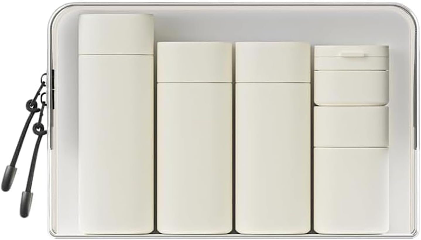 Weidllys 5Pcs Travel Cream Dispenser Bottles Set Travel Bottles Toiletry Containers Set, TSA Approved, Travel Essentials，Modern，Beige image number 2