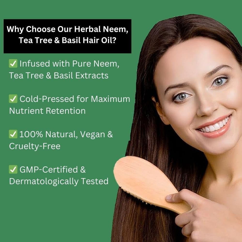 Khadi Pure Herbal Neem, Teatree & Basil Hair Oil - 210Ml image number 1