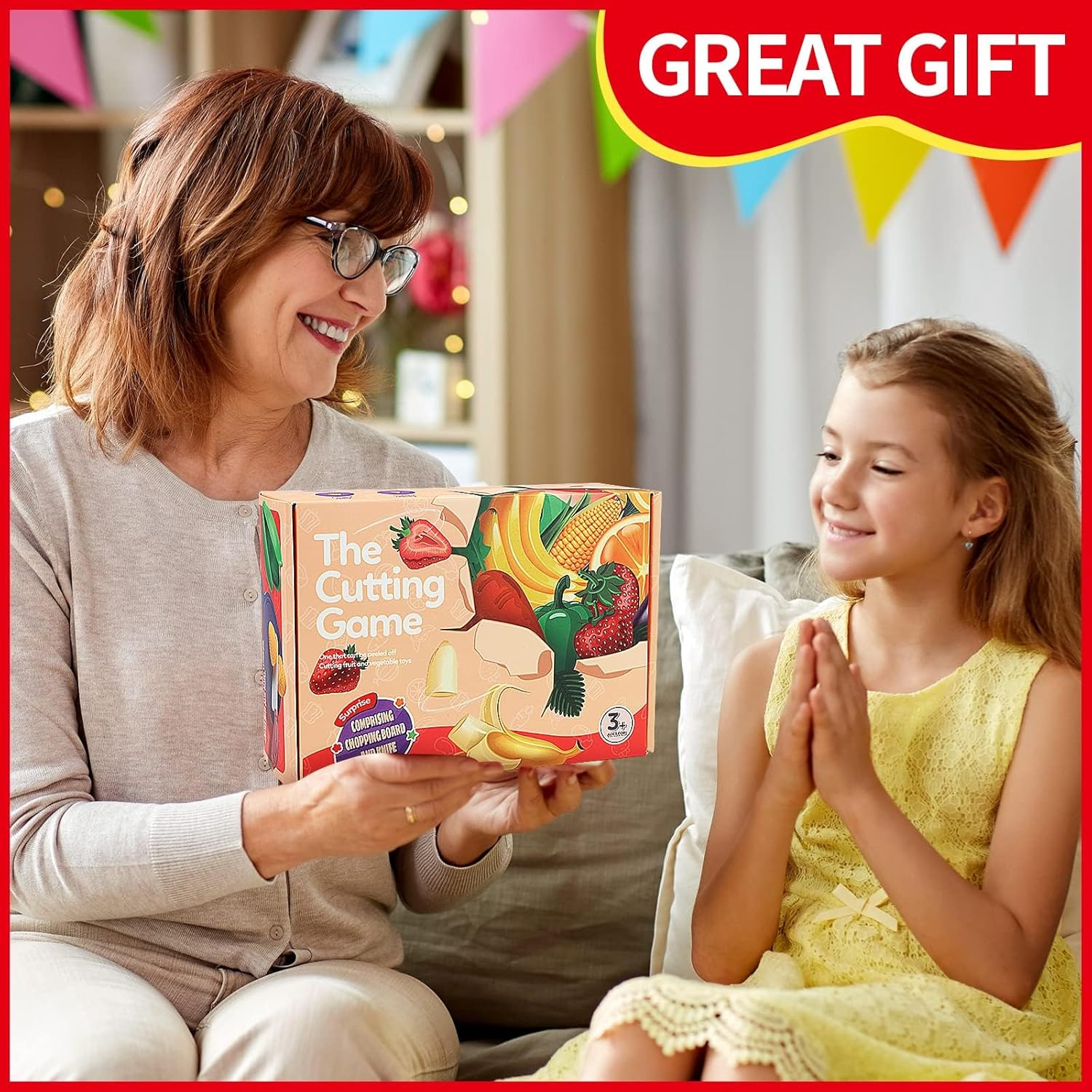 Deejoy 26Pcs Pretend Food Play Food Cutting Set for Kids,Cuttable Fruits and Vegetables Toy Kitchen Accessories with Knives and Cutting Board,Educational Toys for Toddlers,Kids,Boys,Girls image number 4