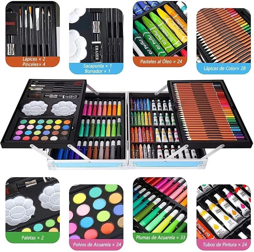 Art Supplies, 145-Pack Art Set Crafts Drawing Painting Kit with Colored Pencils, Markers, Crayons, Paints, Canvas, Art & Craft, Gift Box for Artist Beginners image number 2