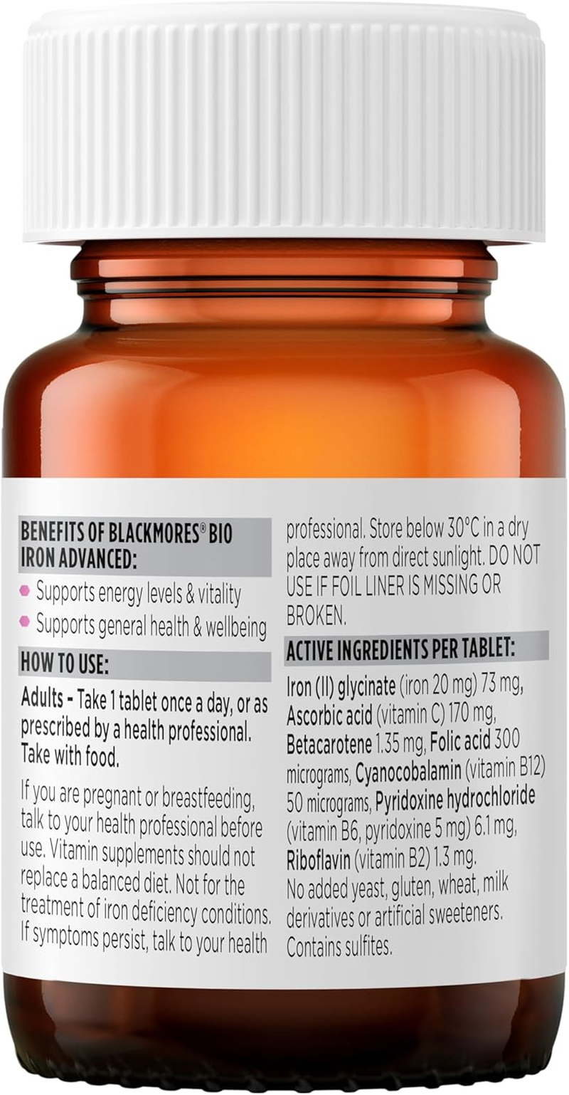 Blackmores Bio Iron Advanced | Supports Blood Health & Immune System Function | 30 Tablets