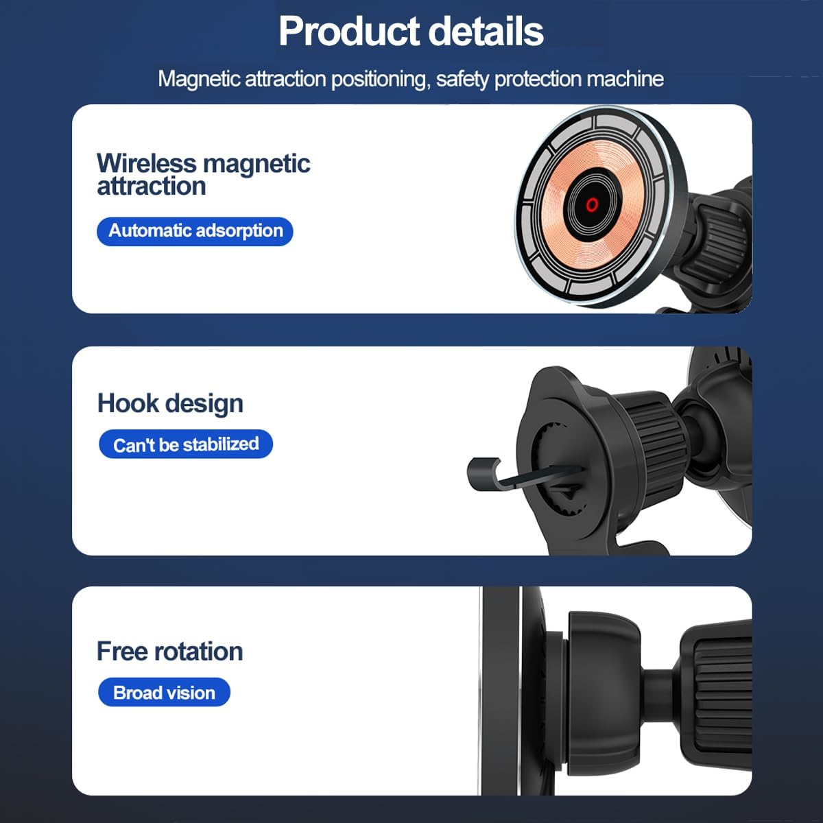 For Magsafe Car Mount Charger, 15W Fast Charging Magnetic Wireless Car Charger, Magnetic Phone Mount Holder for Magsafe Charger Car Phone Holder Vent Fits Iphone 15 14 13 12 image number 3