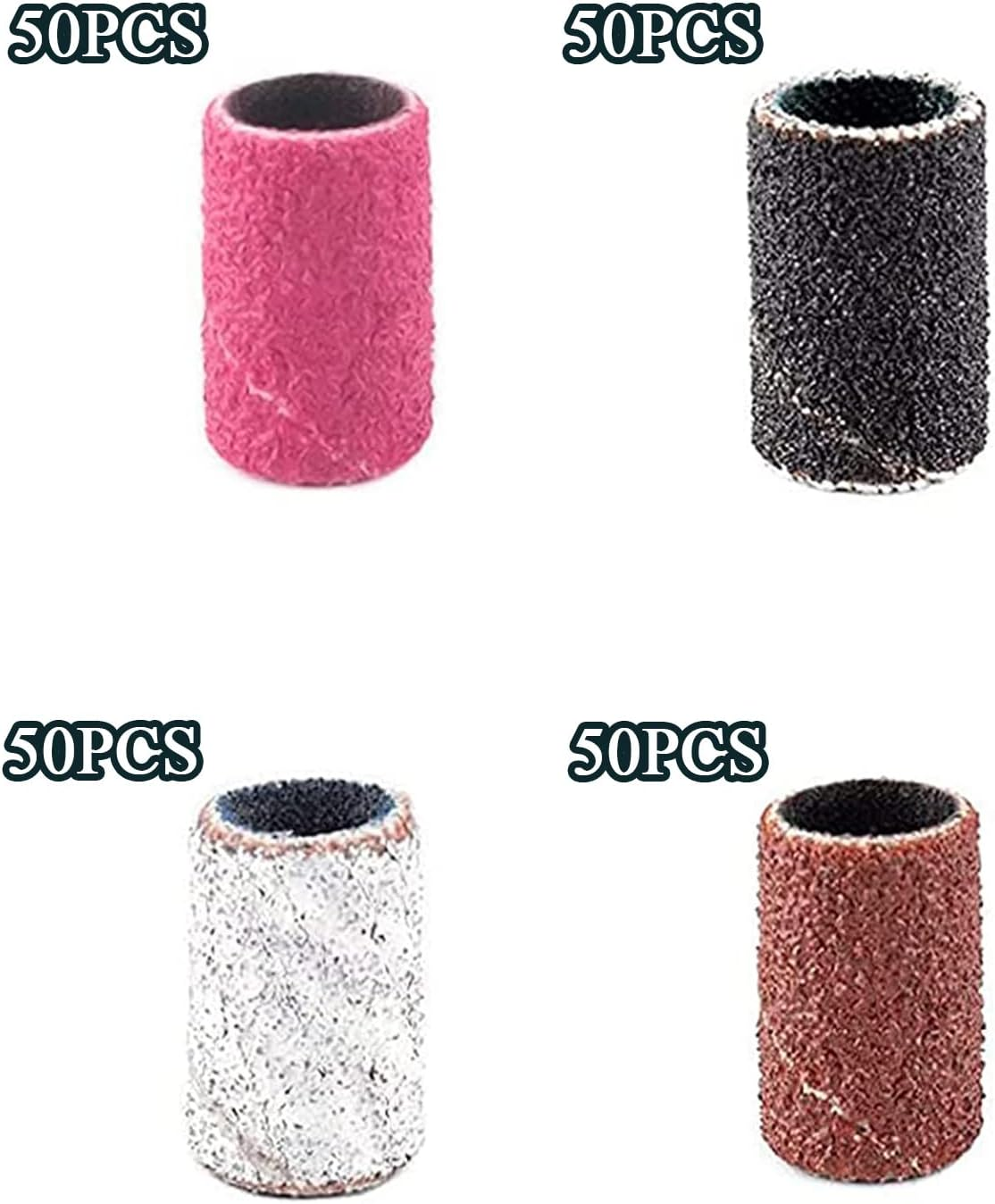 Luckaide Sanding Sleeves Nail Cutter 201 Pieces, Nail Cutter Attachments, Sanding Caps Nail Cutter, 80/120/180/240GRIT Nail Cutter Sanding Sleeves, Bits for Nail Cutter for Manicure Pedicure Nail Care image number 5