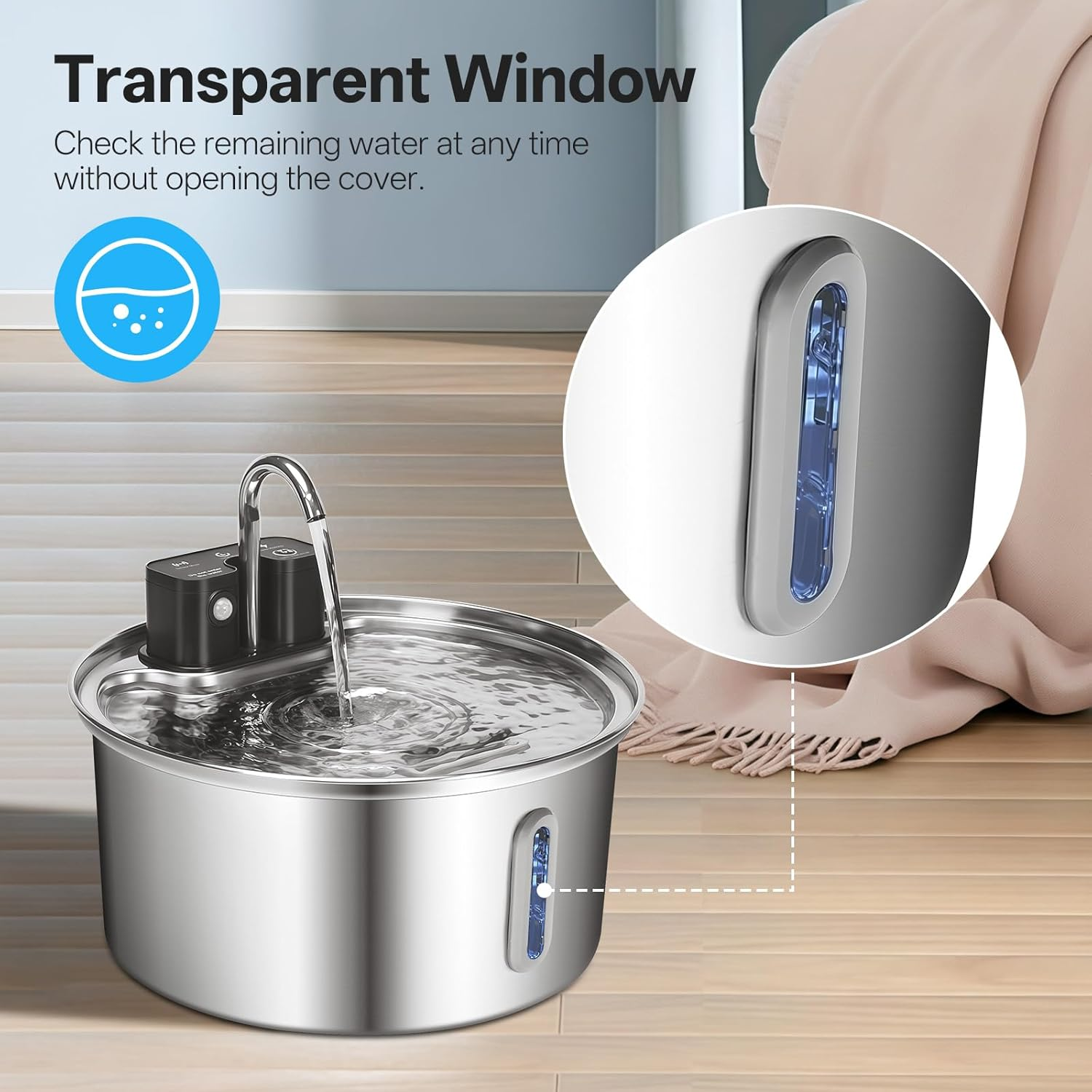 Sanklev 3.2L Wireless Cat Water Fountain, Cordless Cat Water Dispenser with Motion Sensor,Automatic Pet Fountain,4200Mah Battery Operated,Ultra-Quiet Pump image number 5