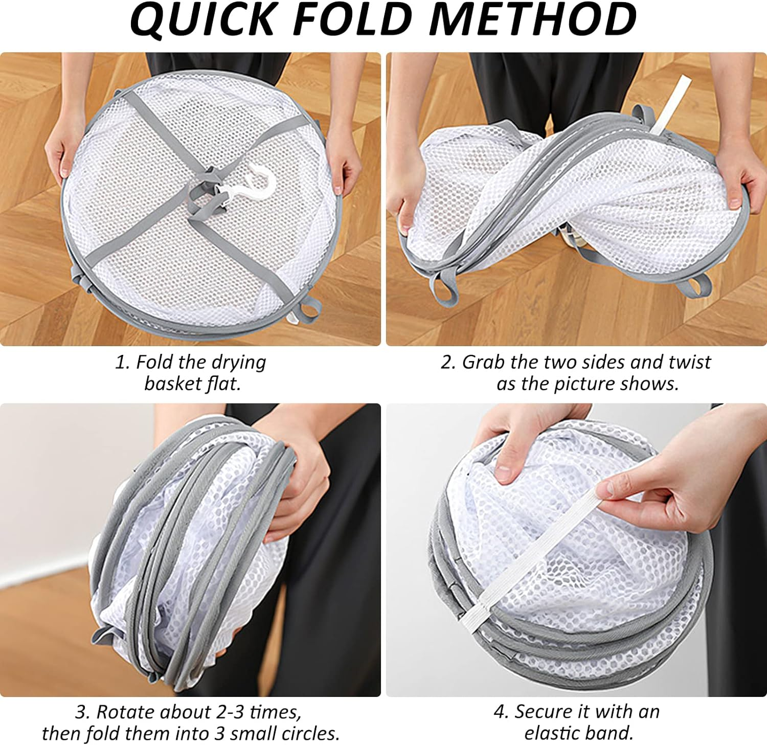 AUTODECO 3-Tier Folding Mesh Clothes Hanging Dryer, Sweater Drying Rack, Large Laundry Drying Rack, Lay Fold Flat Dry Hanger, Mesh Clothes Hanging Dryer - Xl(3Tier) image number 2