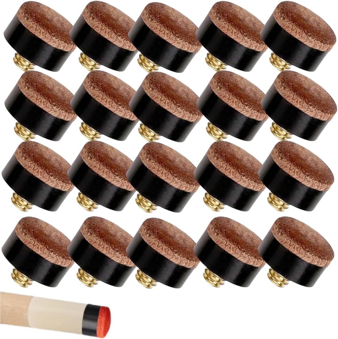 22 PCS the Screw Has a Leather Head,Replacement Parts,10 Mm Cue Tips,Pool Cue Tips Hard Leather Screw-On Tips for Pool Cues and Snooker image number 3