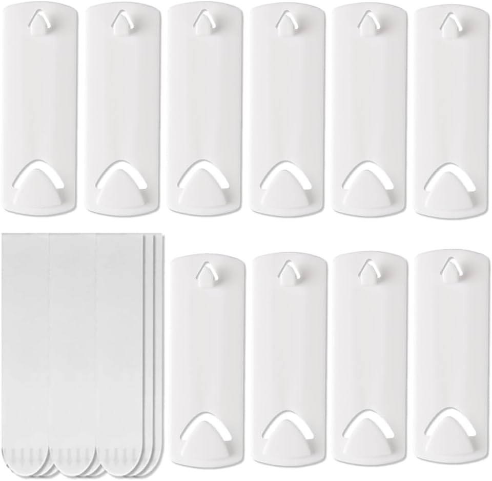 Picture Hangers for Sawtooth and Wire Frame, Wanfoou 10 Sawtooth Picture Hangers/Wire Back Hangers, 12 Large Removable Adhesive Strips, Invisible Adhesive Picture Hanger, No Nails Picture Hooks image number 1