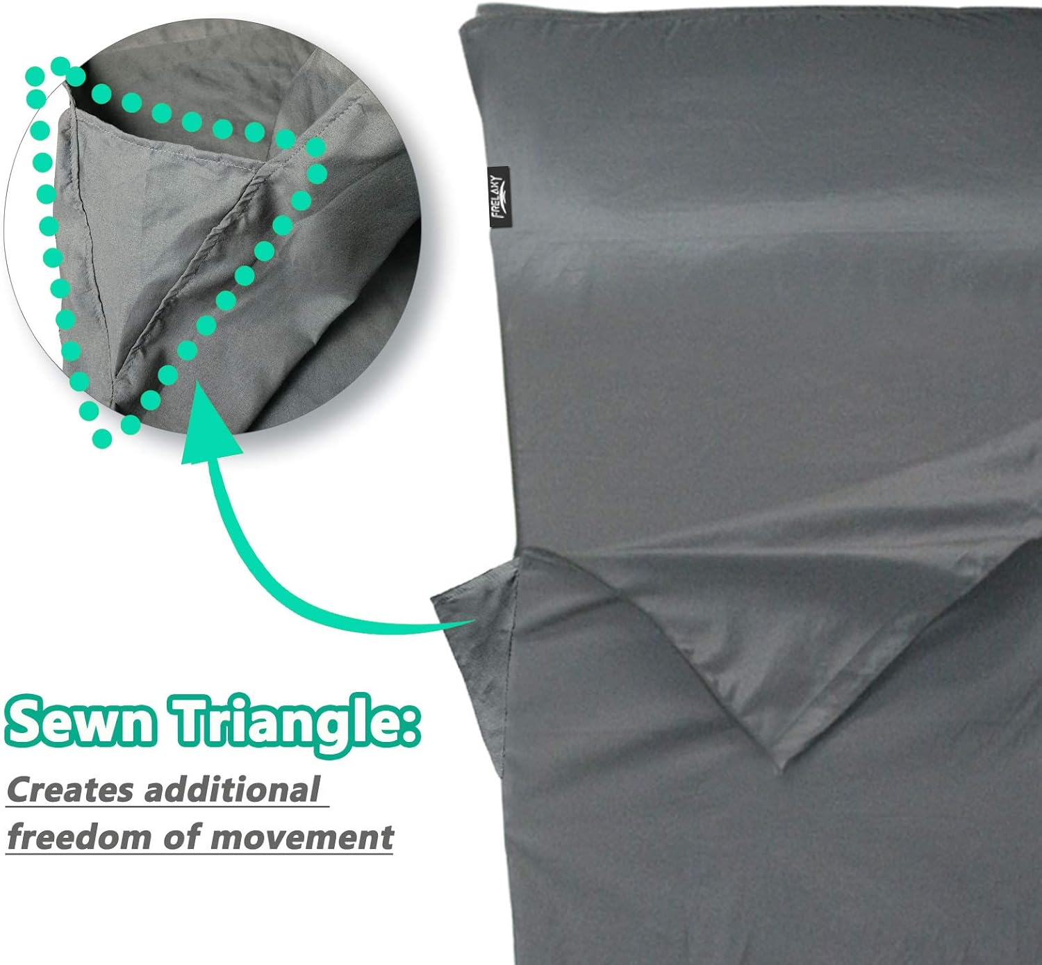 Frelaxy Sleeping Bag Liner, XL Travel Sheet & Camping Sheet for Backpacking, Hotel, Hostels & Traveling, Comfy & Easy Care, Full-Length Zipper/No Zipper - Dark Gray - No Zipper image number 2