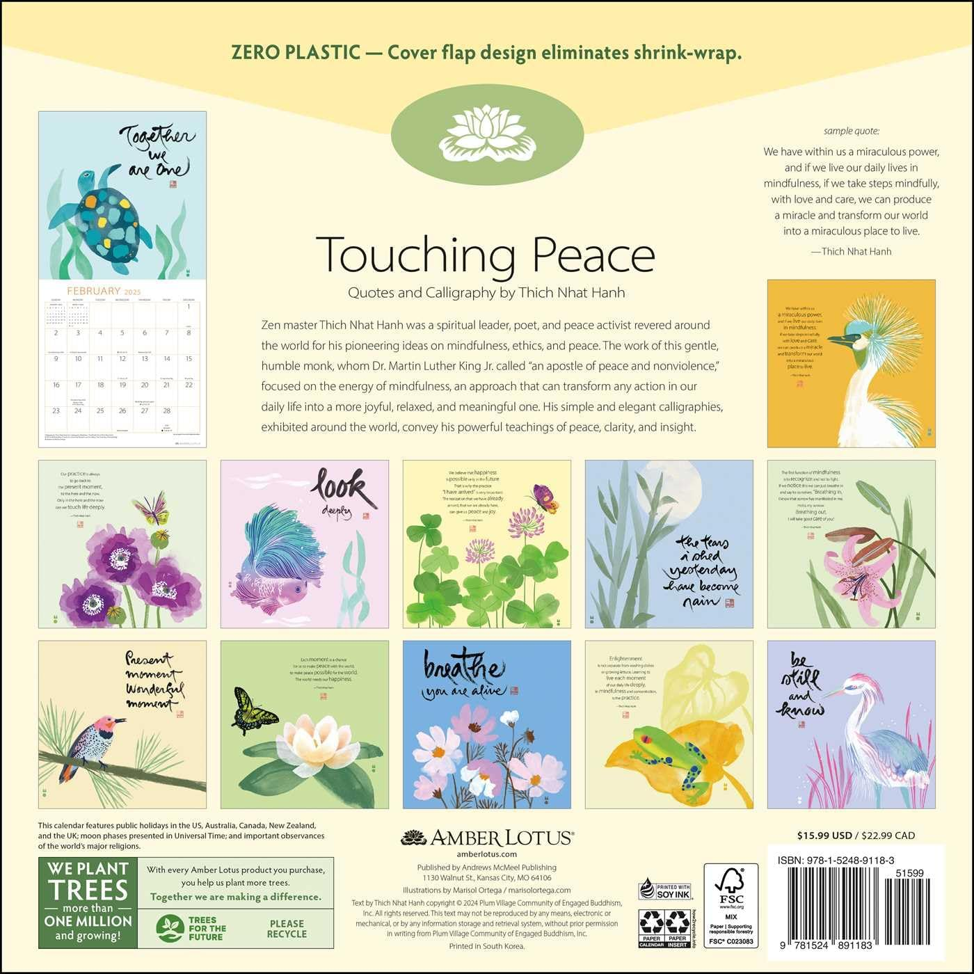 Thich Nhat Hanh 2025 Wall Calendar: Touching Peace image number 1