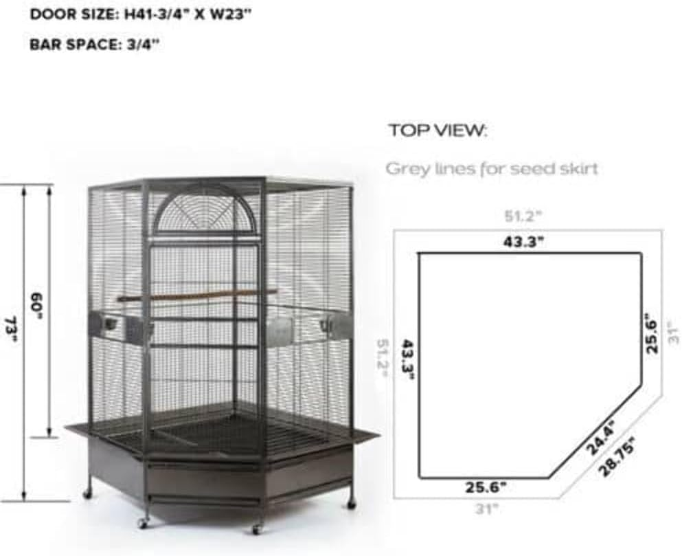 185Cm XXL Corner Bird Cage Pet Parrot Aviary Perch Castor Wheel image number 1