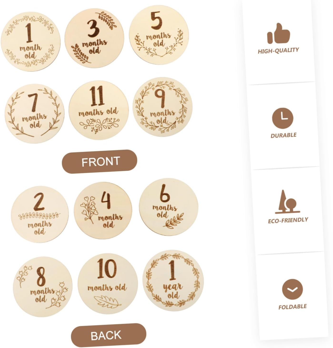 6Pcs Double-Sided Milestone Cards Boy Girl Monthly Cards Birth Month Milestone for Newborn Photoshoot