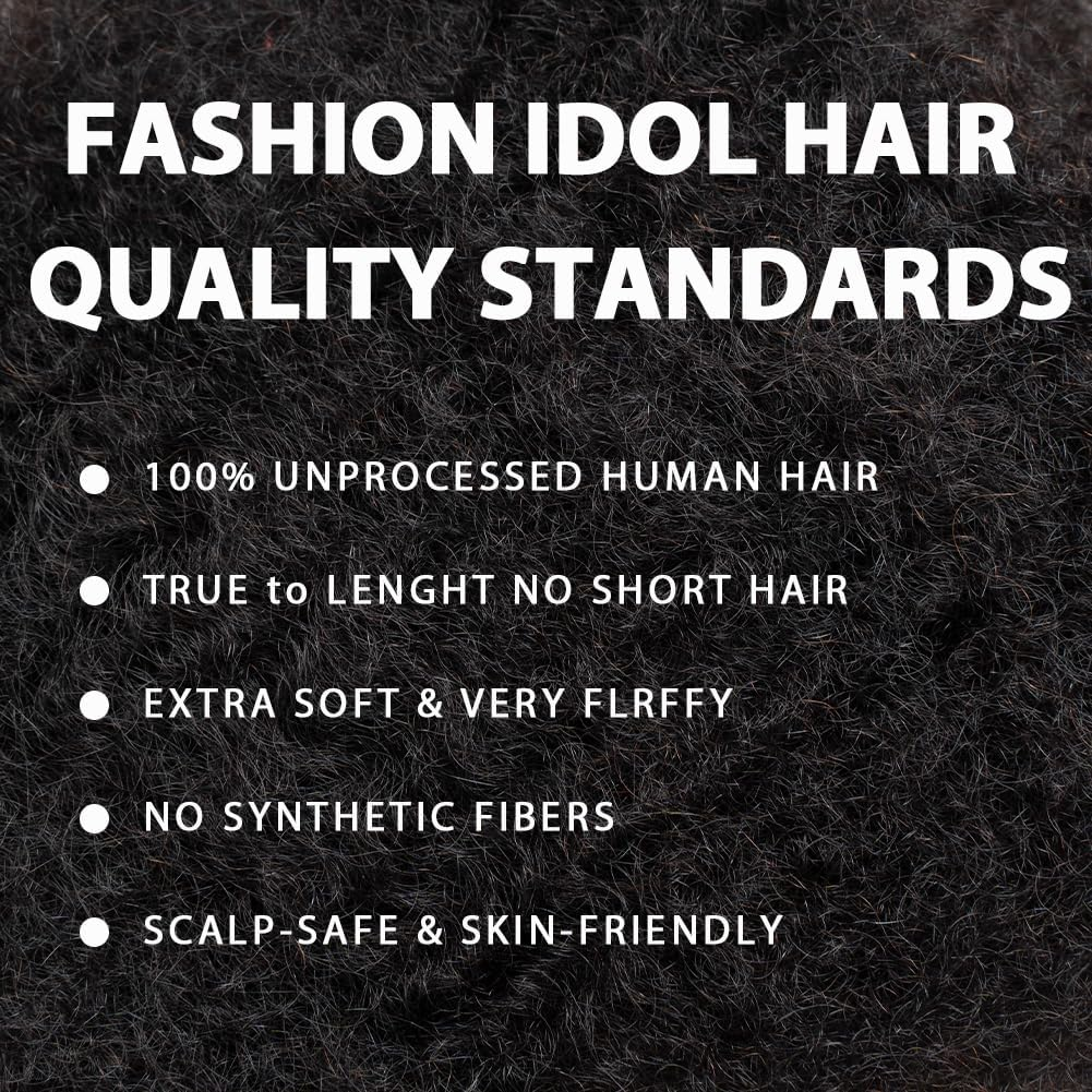 FASHION IDOL Afro Kinkys Bulk Real Hair for Dreadlock Extensions 10 Inches 1 Pack 50 G Natural Black Loc Repair Afro Kinky Braid Real Hair for Locs 1.8 Oz (Natural Black, per 16 Inches) image number 5