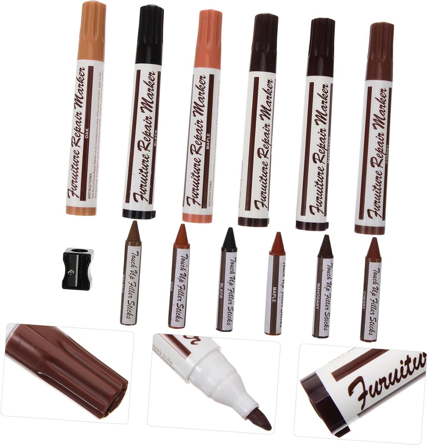 Healeved Furniture Repair Pen Wood Scratch Repair Markers Wood Stain Pen for Floor Furniture Touch-Up