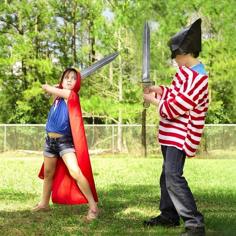 2Pcs Toy Sword,18.9" Plastic Roman Sword for Kids Boys Role-Play Accessory,Medieval Knight Toy,Halloween Cosplay,Props Silver image number 4