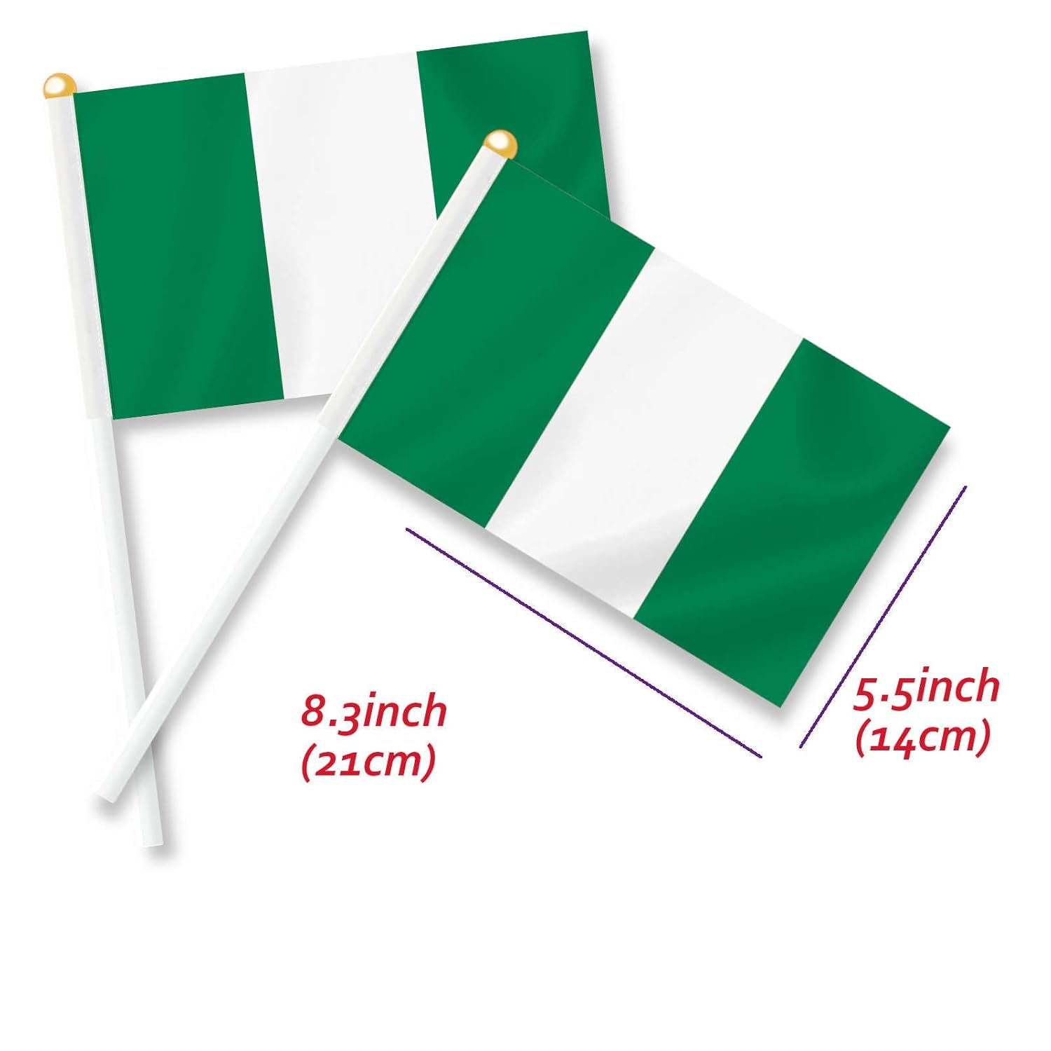 10 PCS Nigeria Handheld Small Flag, Nigerian Hand Held Mini Decor Decoration Banner image number 1