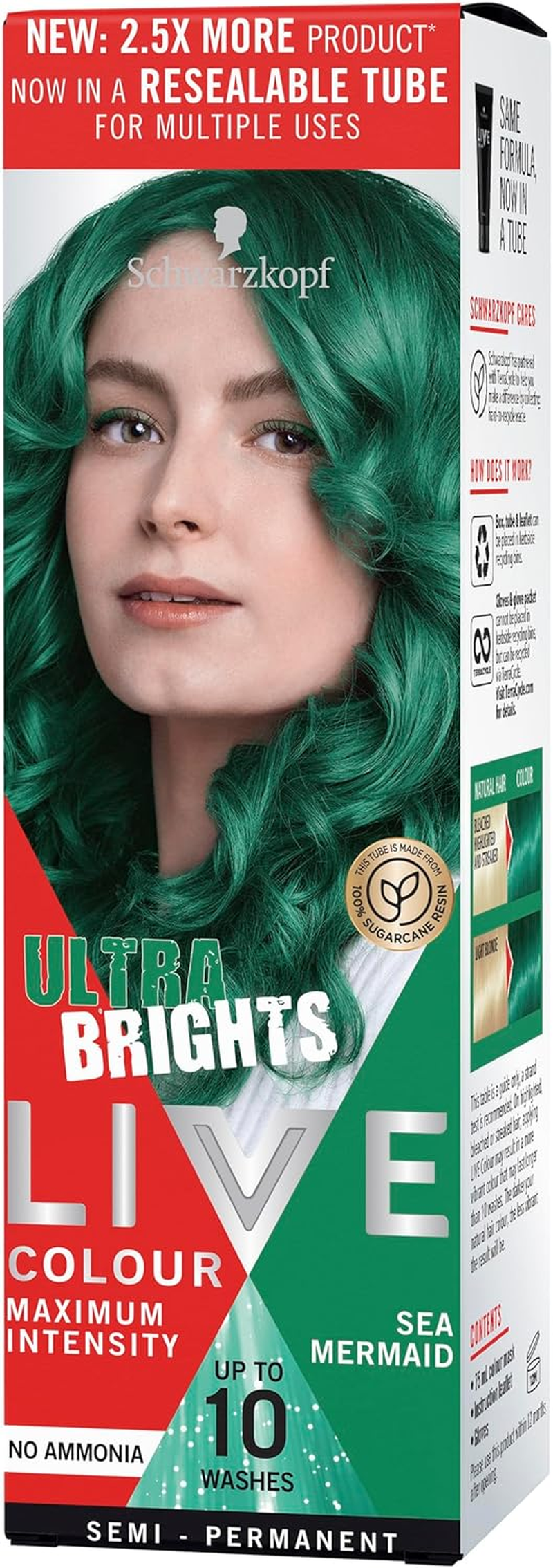 Schwarzkopf LIVE Ultra Brights Semi Permanent Hair Colour, Sea Mermaid, 25 Ml image number 3