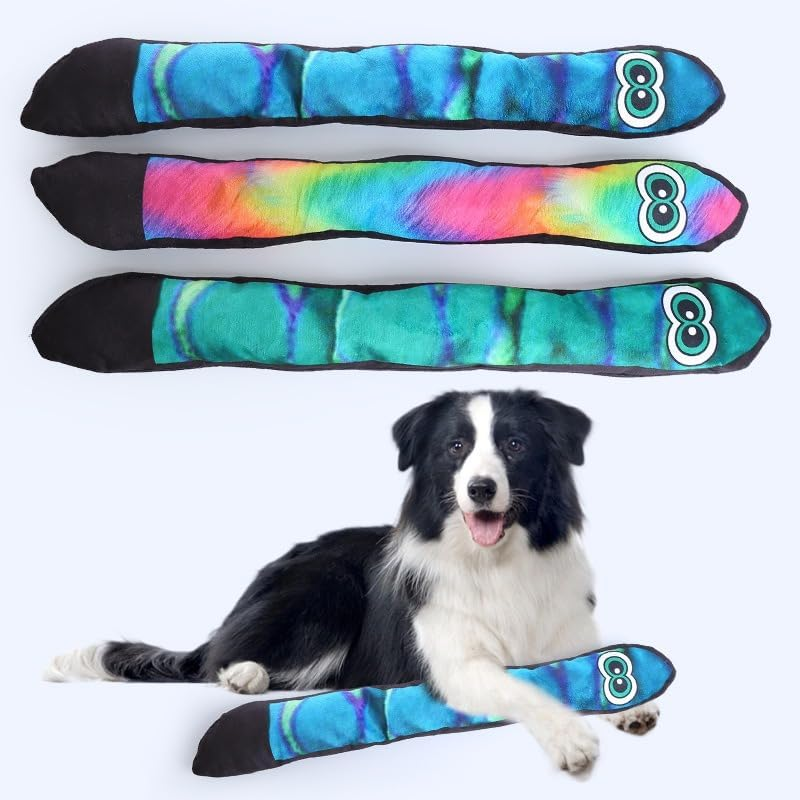 JOME Blue Gradient Big Eyes Snake Soft Toy for Dogs - Integrated Sound and Bite Resistant image number 4