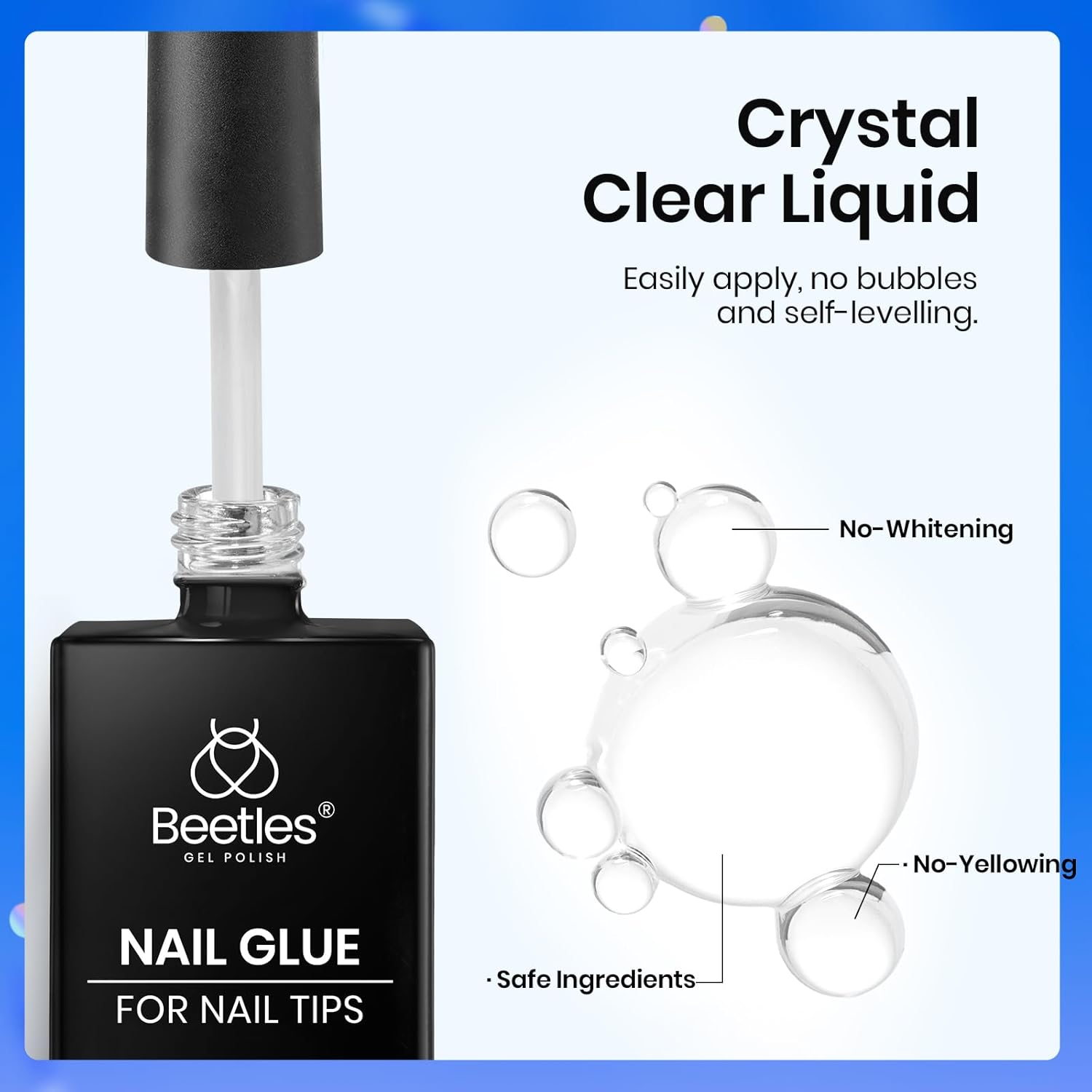 Beetles 9 in 1 Gel Nail Glue for Acrylic Nails Tips, 2 Pcs 10Ml Super Strong Nail Glue for Clear False Nails Tips Base Coat Rhinestones Blooming Art Gel Long Lasting U V Light Cure image number 5