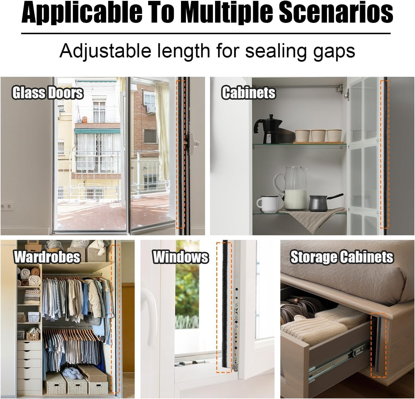 49Ft Brush Weather Stripping, Self-Adhesive Soundproofing Weather Stripping, Weatherstrip for Soundproofing, Casement Window Air Conditioner Seal for Steel Windows, 0.4 in Wide and 0.2 in Thick