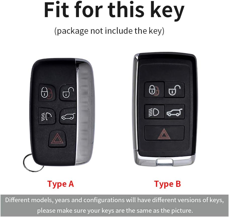 Ontto Leather Car Key Fob Cover Keyring for Land Rover Defender Discovery Evoque LR4 Range Rover Sport Jaguar 5-Buttons Accessories Key Case Keychain Remote Key Shell Key Holder Protector Beige A image number 5