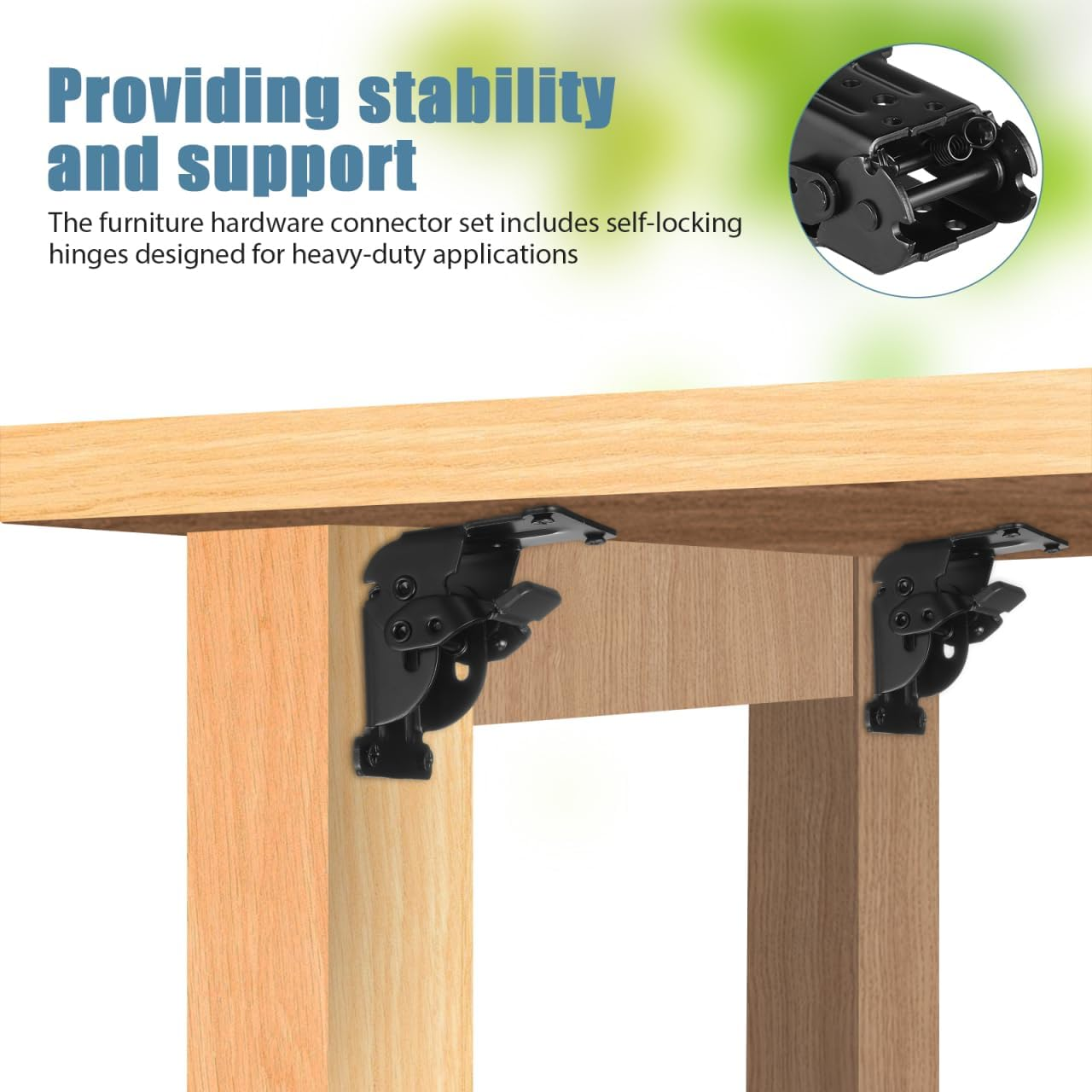 Tofficu Self Locking Hinge Brackets 4Pcs Furniture Hardware Connectors for Table Legs Folding Hinges for Wood Sectional Sofa image number 2