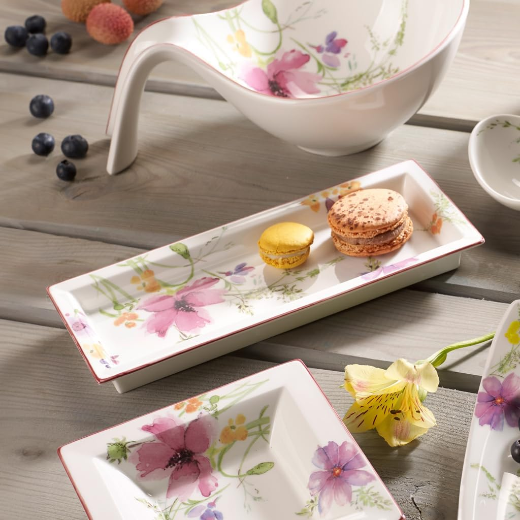 Villeroy & Boch, Mariefleur Gifts, Rectangular Bowl, Serving Bowl with Flower Pattern, 23,6X9,7Cm, Premium Porcelain, White/Multicoloured image number 2