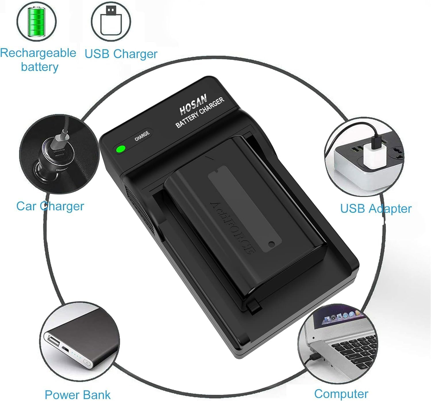 HTYCSCZ NP-FV50 Replacement Battery (2-Pack) and Portable USB Charger Kit for Sony PJ430V, PJ540, PJ580V, PJ650V, PJ710V, PJ760V, PJ790V, PJ810, TD20V, TD30V (7.4V, 1050Mah) image number 2