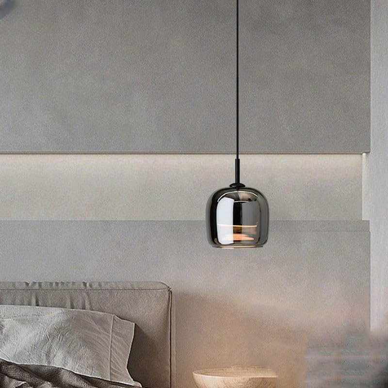 Smoked Grey Modern Pendant Ceiling Light Fixture - Small Size, Home Decor Hanging Lamp for Kitchen Decor, Dining Room Light, Bedroom, Adjustable Height and LED with 3 Temperatures image number 1
