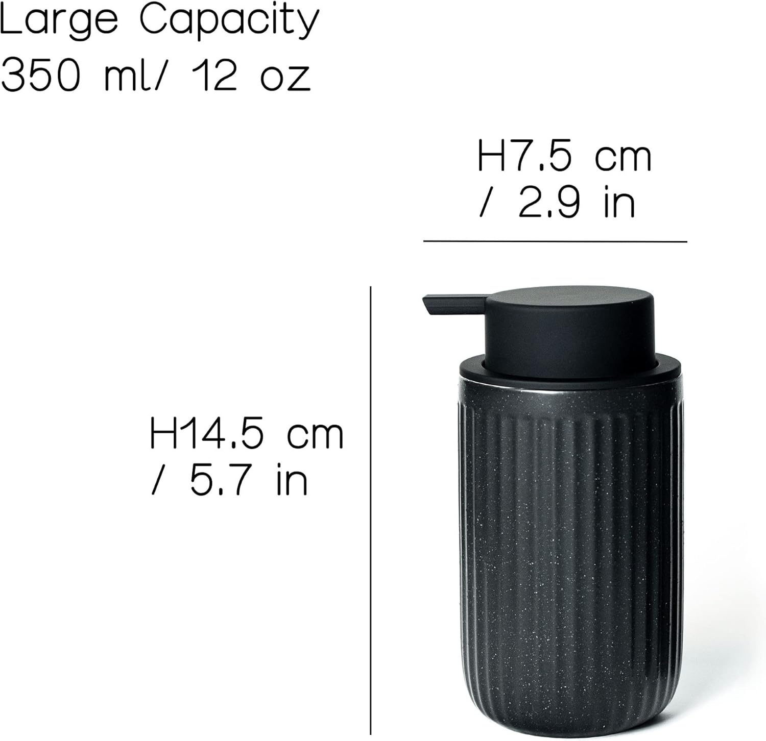 Ceramic Hand Soap Pump Foam Dispenser Black, Speckled Rippled Bubble up Foam Dispenser Bottle, 12 Oz Soap Foam Dispenser with Silicone Pump, Bathroom Refillable Soap Dispenser - Beige 2 Pieces image number 6