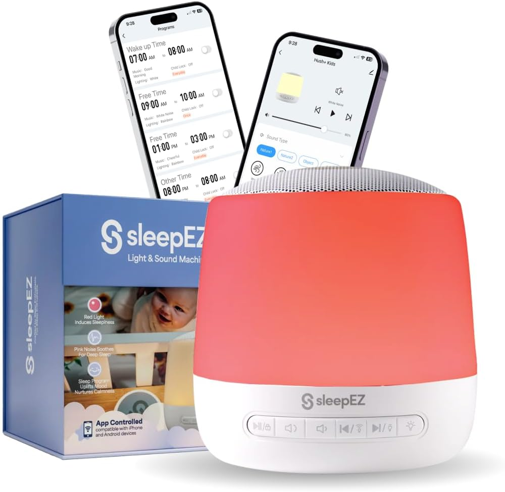 Hush Light & Sound Machine | Soothes Cries, Supports Deep Sleep & Masks Household Noise | White Noise Machine & Red Night Light | Portable, App-Controlled Baby Sleep Aid for Newborns & Toddlers image number 2